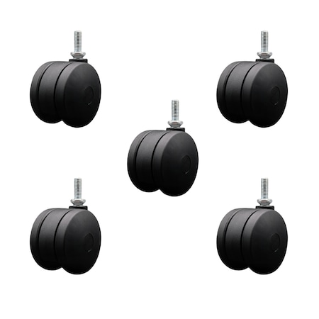 Service Caster 3'' Office Chair Casters Nylon Twin Wheel 3/8 Threaded Stem, 5PK SCC-UHTS02S75-NYS-381610-5
